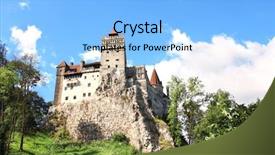  Presentation with castle - Amazing PPT theme having medieval castle of bran dracula' backdrop and a light blue colored foreground