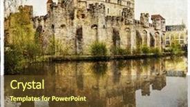  Presentation with belgium - Slide set having history pi - medieval castle gravensteen in ghent background and a tawny brown colored foreground
