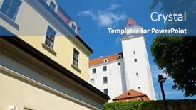  Presentation with medieval - Slide deck having medieval-castle-in-bratislava background and a teal colored foreground