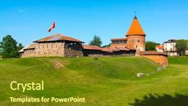  Presentation with kaunas - Slide deck enhanced with medieval castle in kaunas lithuania background and a tawny brown colored foreground