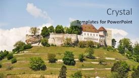  Presentation with switzerland - Cool new theme with medieval-castle-in-lenzburg-switzerland backdrop and a light blue colored foreground