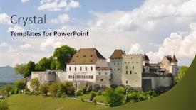  Presentation with switzerland - PPT layouts enhanced with medieval-castle-in-lenzburg-switzerland background and a light blue colored foreground