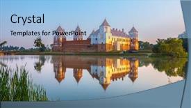  Presentation with medieval - Slide set with medieval castle in mir belarus background and a  colored foreground