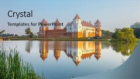  Presentation with castle - Colorful slide set enhanced with medieval castle in mir belarus backdrop and a light blue colored foreground