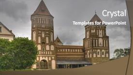  Presentation with medieval iron doors stone castle - Cool new presentation with medieval castle in town mir backdrop and a gray colored foreground