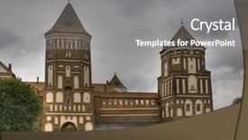  Presentation with medieval - Presentation theme enhanced with medieval castle in town mir background and a gray colored foreground