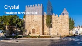  Presentation with medieval - Colorful presentation design enhanced with medieval-castle-of-alter backdrop and a teal colored foreground