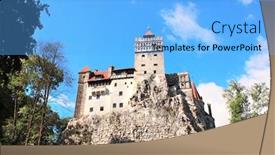  Presentation with castle - Theme consisting of medieval-castle-of-bran-dracula background and a light blue colored foreground