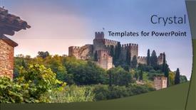  Presentation with medieval - PPT theme with medieval castle of soave background and a light blue colored foreground
