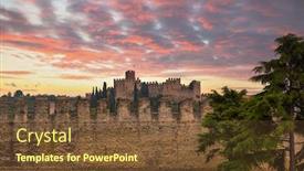  Presentation with medieval - Presentation theme with medieval-castle-of-soave background and a tawny brown colored foreground