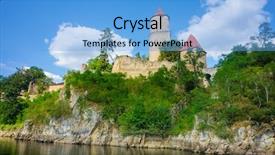  Presentation with castle draw - PPT layouts featuring medieval castle zvikov in the czech republic with round tower draw-bridge and blue sky seen from the river vltava background and a light blue colored foreground