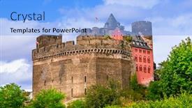  Presentation with river valley - Slides enhanced with medieval-castles-of-famous-rhine background and a light blue colored foreground