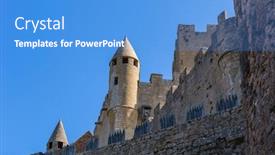  Presentation with medieval - Theme consisting of medieval-chateau-de-beynac-rising background and a teal colored foreground