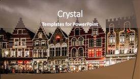  Presentation with large market - Presentation theme enhanced with belgim christmas - decorated and illuminated market square background and a gray colored foreground