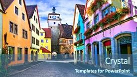  Presentation with bavaria - PPT theme with landmarks of germany - rothenburg ob background and a ocean colored foreground
