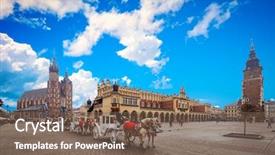  Presentation with square - PPT theme consisting of st mary - main square in old city background and a violet colored foreground