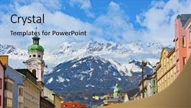  Presentation with architecture old - Theme with stella - old town in innsbruck austria background and a light blue colored foreground