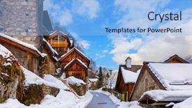  Presentation with village - Slide set enhanced with village hallstatt on the lake background and a light blue colored foreground