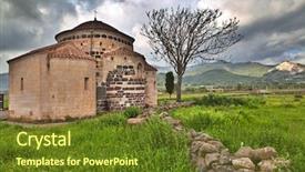  Presentation with dark building - Amazing PPT theme having medieval church santa sabina backdrop and a tawny brown colored foreground