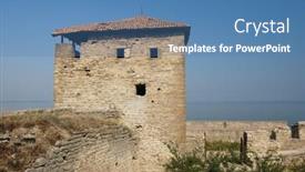  Presentation with ukraine - Presentation with medieval-citadel-near-odessa-ukraine background and a teal colored foreground
