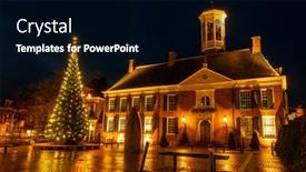  Presentation with medieval - Beautiful presentation theme featuring medieval-city-hall-from-dokkum backdrop and a black colored foreground