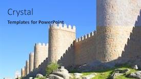  Presentation with medieval - PPT layouts having medieval city walls of avila spain background and a light blue colored foreground