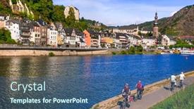  Presentation with medieval - PPT theme consisting of medieval-cochem-town-located background and a ocean colored foreground