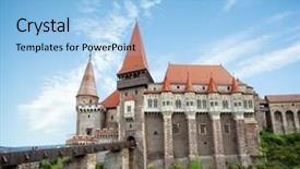  Presentation with gothic - Presentation theme enhanced with medieval corvin castle in hunedoara background and a light blue colored foreground