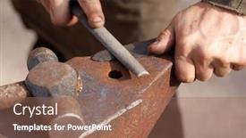  Presentation with craftsman - Amazing slides having medieval craftsman blacksmith filing a piece of iron backdrop and a violet colored foreground