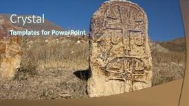  Presentation with stone cross - PPT layouts consisting of medieval-cross-stone-in-armenia background and a ocean colored foreground