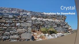  Presentation with knights - Beautiful slide set featuring medieval crusader knights castle above megalo chorio on the greek island of tilos backdrop and a teal colored foreground