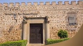  Presentation with facade - Amazing presentation theme having medieval-facade-of-the-palace backdrop and a coral colored foreground