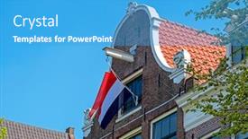  Presentation with amsterdam - PPT layouts featuring medieval-facades-at-the-prinsengracht background and a teal colored foreground