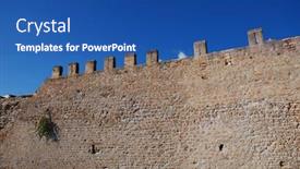  Presentation with medieval - PPT layouts with medieval-fortified-wall-of-alcudia background and a ocean colored foreground