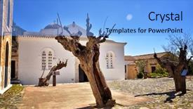  Presentation with byzantine - Presentation design enhanced with medieval fortress with byzantine background and a light blue colored foreground