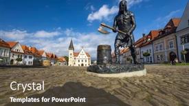  Presentation with unesco - Slide set having medieval-historical-square-bardejov-unesco background and a tawny brown colored foreground