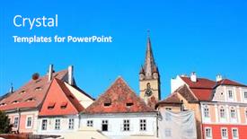  Presentation with transylvania - Slides consisting of medieval-house-and-clock-tower background and a gray colored foreground