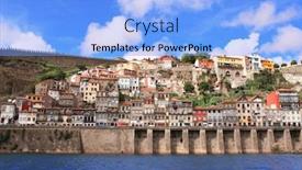  Presentation with heritage - Colorful presentation theme enhanced with medieval-houses-in-old-part backdrop and a light blue colored foreground