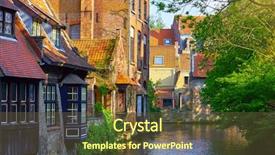  Presentation with landscape architecture - Beautiful presentation theme featuring medieval houses over canal backdrop and a tawny brown colored foreground