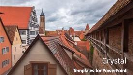  Presentation with tile - Audience pleasing theme consisting of medieval-houses-with-red-tile backdrop and a tawny brown colored foreground