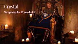  Presentation with king throne - Presentation theme with medieval king on the throne background and a wine colored foreground