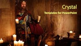  Presentation with king throne - Amazing theme having medieval king on the throne backdrop and a tawny brown colored foreground