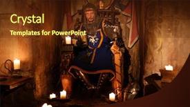  Presentation with king throne - Presentation theme enhanced with medieval king on the throne background and a tawny brown colored foreground