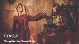  Presentation with queen - PPT layouts featuring medieval king with his queen background and a tawny brown colored foreground