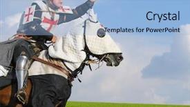  Presentation with knight - Presentation theme with medieval knight - king templar - cavalier background and a light blue colored foreground