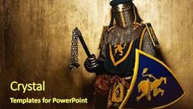  Presentation with knight - Slides enhanced with medieval knight on golden background background and a wine colored foreground