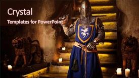  Presentation with knight - Amazing PPT layouts having medieval knight on guard backdrop and a wine colored foreground
