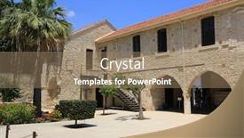  Presentation with medieval - Slides enhanced with medieval-larnaka-castle-courtyard background and a coral colored foreground