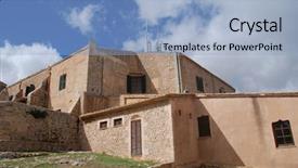  Presentation with summit - Presentation theme having medieval monastery and church background and a light blue colored foreground