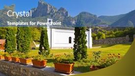  Presentation with bosnia - Colorful slides enhanced with medieval-monastery-dobrun-in-bosnia backdrop and a teal colored foreground